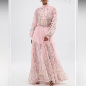 AKIRA Pink Floral Sheer Wide Leg Pant